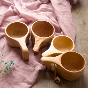 Wooden Cups Tea Coffee Mug Portable Outdoor Natural Wood Drinking Milk Cup With Handle Home Decor Drinkware Kuksa Kasa Tea Mug - Image 6