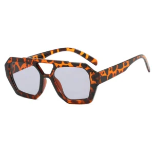 Vintage Square Sunglasses for Women Men Thick Frame Double Bridges Eyewear Female Fashion Chic Polygon Sun Glasses Leopard Blue - Image 13