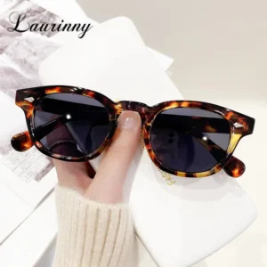 Vintage Tortoise Shell Round Sunglasses Women Men 2024 Brand Design Retro Rivet Yellow Blue Lens Square Sun Glasses Female UV400 - Image 4