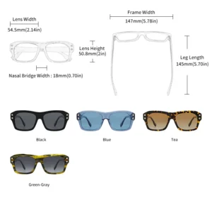 GCV Brand Acetate Square Rectangular Polarized Sunglasses Man Women Fashion Outdoors Eyewear Uv400 Quality Of Luxury Goods - Image 5