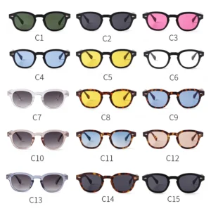 Vintage Tortoise Shell Round Sunglasses Women Men 2024 Brand Design Retro Rivet Yellow Blue Lens Square Sun Glasses Female UV400 - Image 6