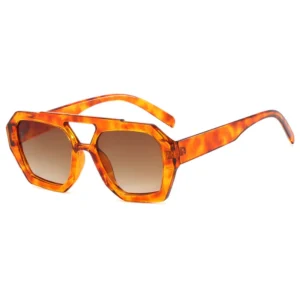 Vintage Square Sunglasses for Women Men Thick Frame Double Bridges Eyewear Female Fashion Chic Polygon Sun Glasses Leopard Blue - Image 10