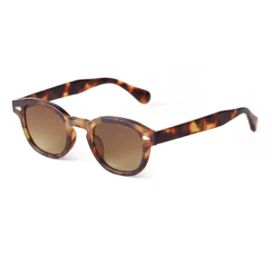 Vintage Tortoise Shell Round Sunglasses Women Men 2024 Brand Design Retro Rivet Yellow Blue Lens Square Sun Glasses Female UV400 - Image 10