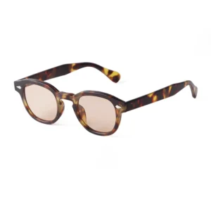 Vintage Tortoise Shell Round Sunglasses Women Men 2024 Brand Design Retro Rivet Yellow Blue Lens Square Sun Glasses Female UV400 - Image 21